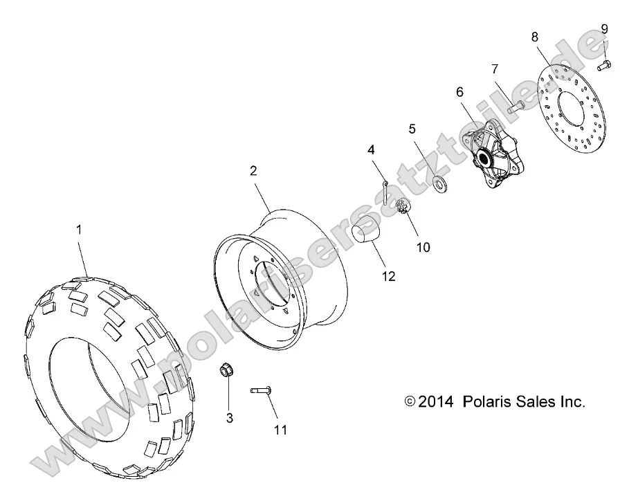 Wheels, Front Tire and Brake Disc (49ATVWHEELFRT14SP325)