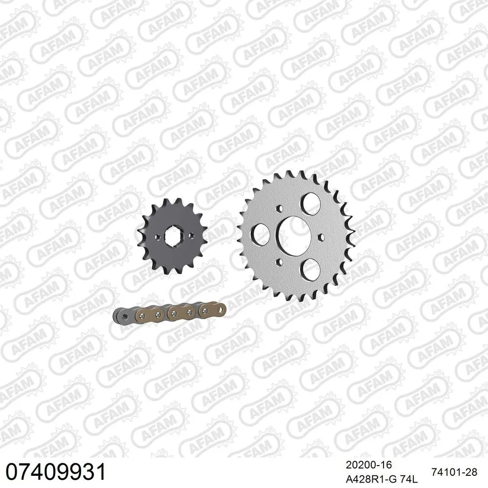 07409931 AFAM Kettensatz Stahl 428 R1-G 16x28 - Kymco KXR 90 Mongoose 2004-15 - 07409931