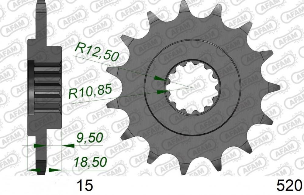 AFAM_3D_Kettensatz_Stahl_3D520ZK_15x43___Kawasaki_Z750_2004_14_Ritzel AFAM 3D Kettensatz Stahl 3D520ZK 15x43 - Kawasaki Z750 /R /S 2004-14