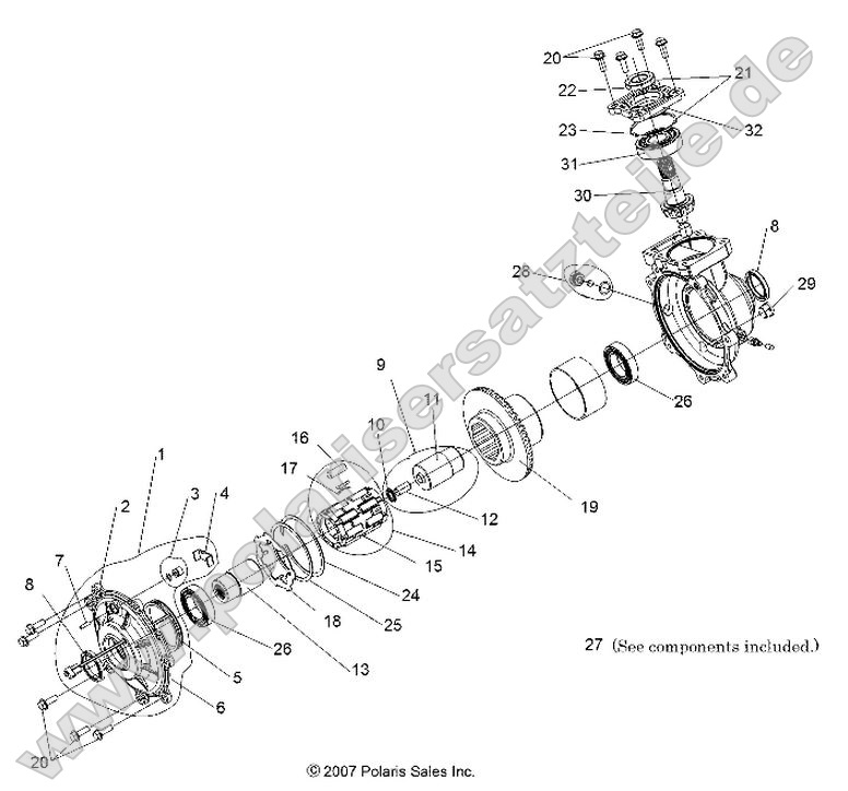 DRIVE TRAIN, FRONT GEARCASE INTERNALS (BUILT 8/29/07 AND AFTER)
