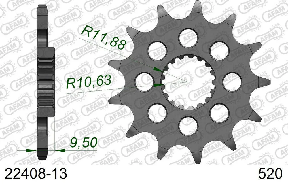 22408-13 AFAM Kettensatz Stahl 520 MX6-GG 13x50 - Suzuki RM-Z 450 2015-24 - SL01451803