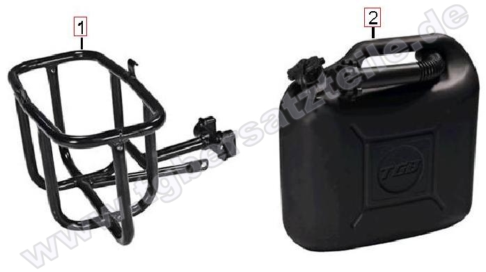 Benzinkanister u. Halter