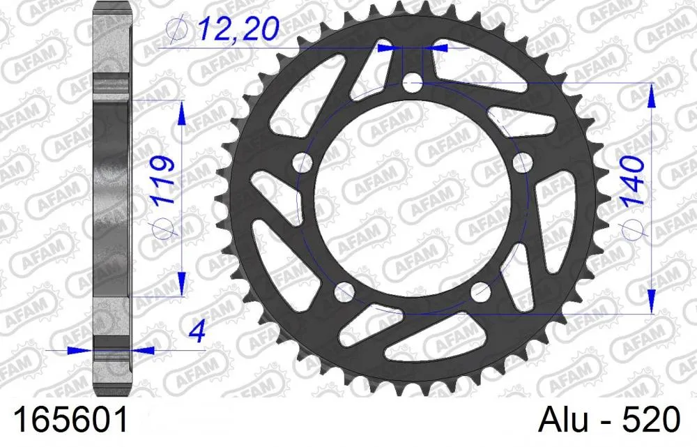 AFAM_Racing_Kettenrad_Aluminium_hinten___520___165601 AFAM Racing Kettenrad Aluminium hinten - 520 - 165601