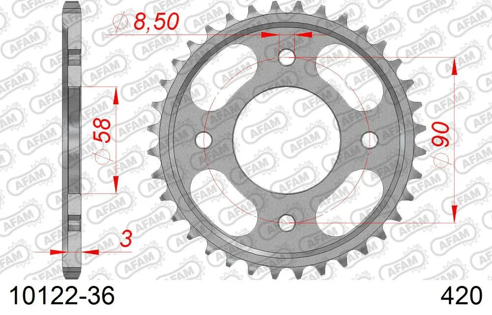 AFAM Kettensatz Stahl 420 R1-G 14x36 - Honda C 125 A Super Cub 2019-21 - 01013108
