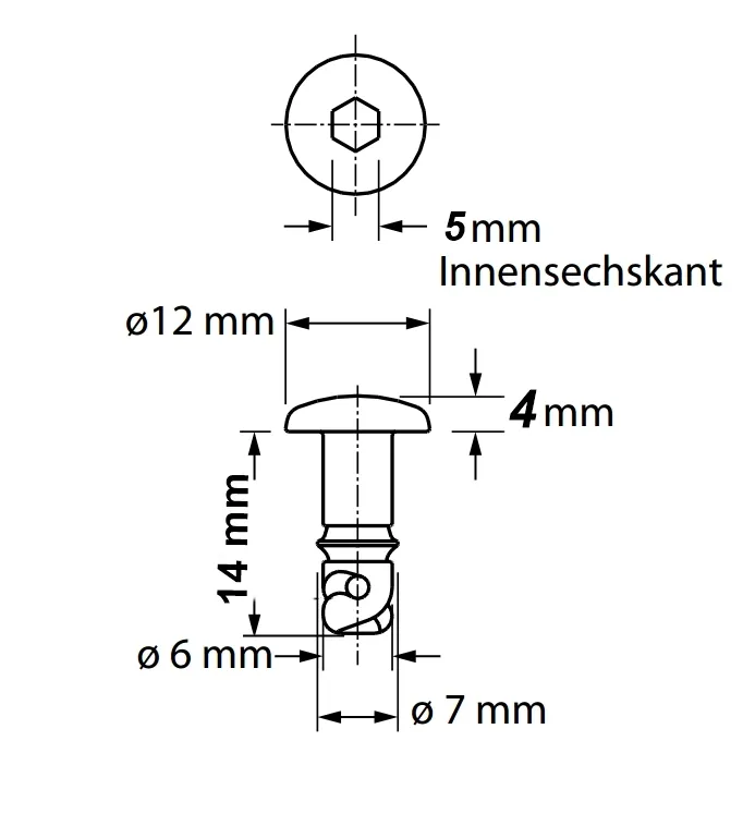 Racing_Verkleidung_Innensechskant_Schnellverschluss_14_mm_Team_Mayer_Parts_Technische_Zeichnung TMP Racing Verkleidung Innensechskant Schnellverschluss Set silber - 14 mm