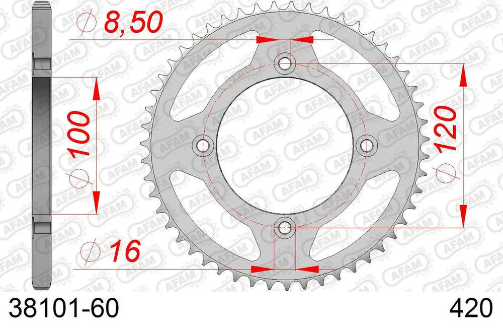 38101-60 AFAM Kettensatz Stahl 420 R1-G 11x60 - Beta RR 50 Enduro 2018-20 - KIT108151