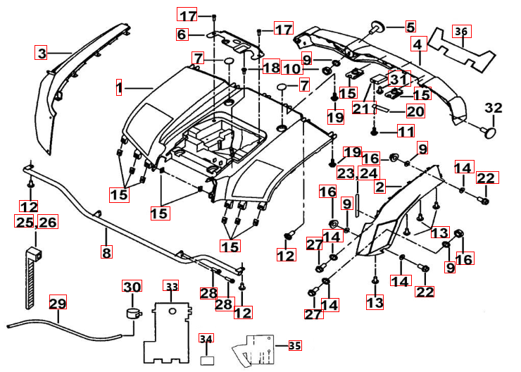 Heckverkleidung dunkelblau-metallic