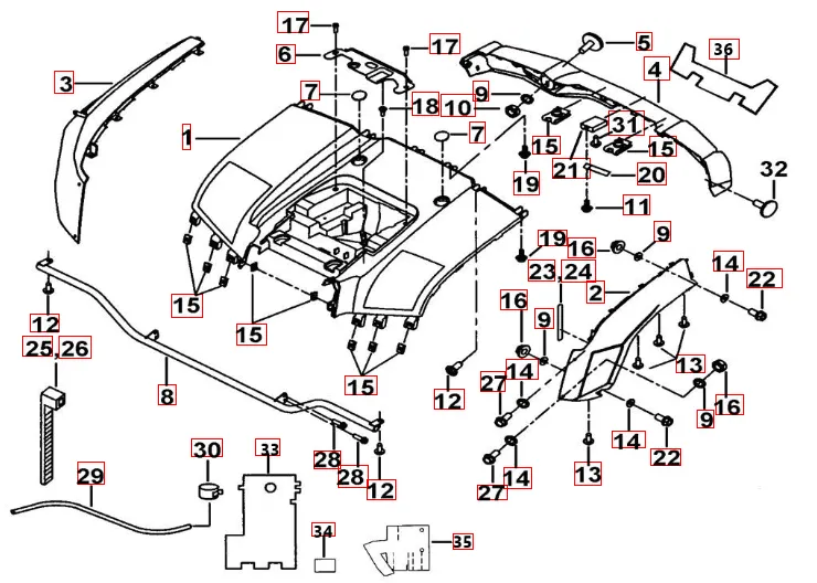 Heckverkleidung dunkelblau-metallic Heckverkleidung dunkelblau-metallic