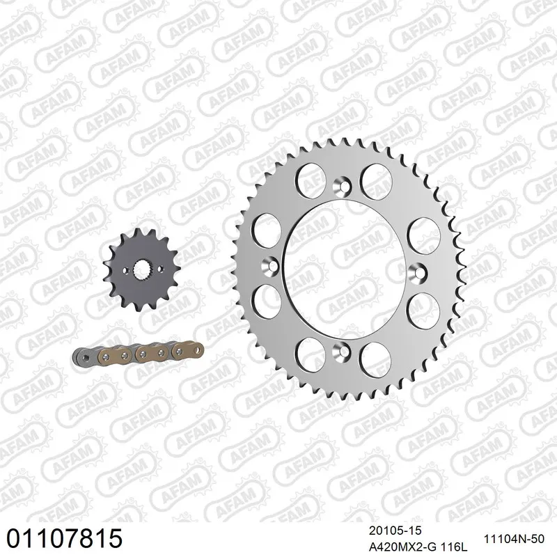 AFAM Kettensatz Aluminium 420 MX2-G 15x50 - Honda CR 85 R 2003-05 - 01107815