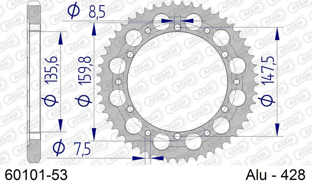 AFAM Kettensatz Aluminium 428 R1-G 11x53 - Fantic 200 TX350 Trial 1982 - 05421676