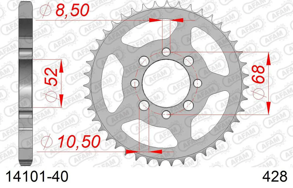 14101-40 AFAM Kettensatz Stahl 428 R1-G 14x40 - Suzuki GT 80 L 1981-82 - 01407161
