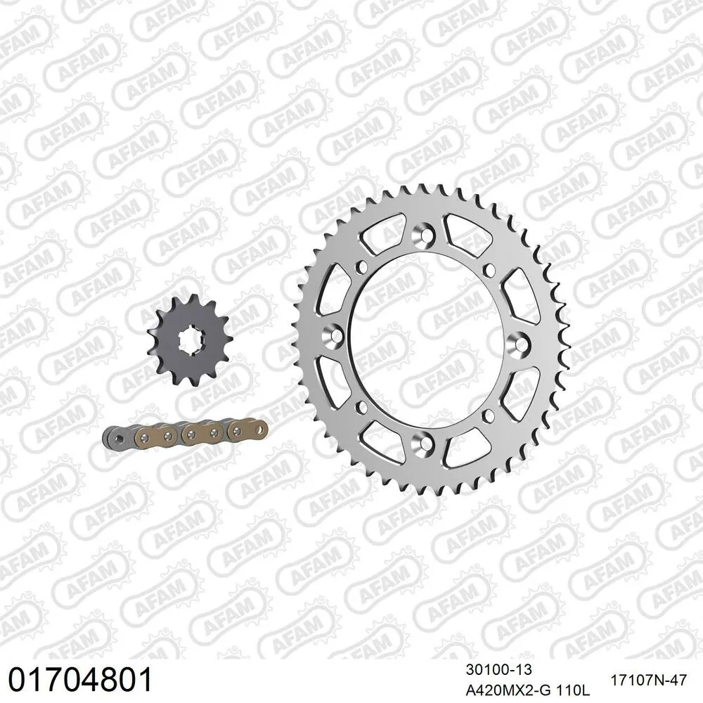 AFAM Kettensatz Aluminium 420 MX2-G 13x47 - Kawasaki KX 65 2002-24 - 01704801