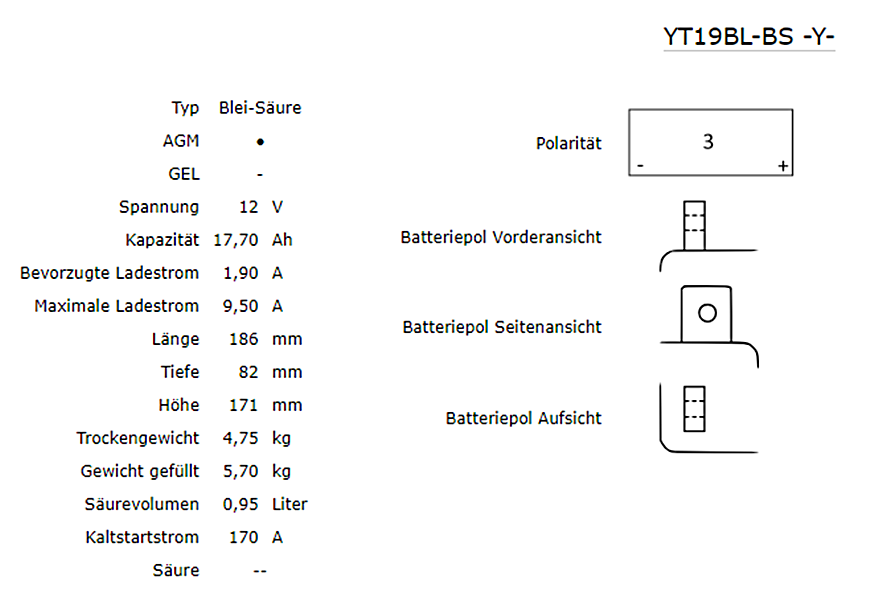 yt19bl_bs_y_Technische_Daten Yuasa YT19BL-BS AGM Batterie 12V 17,7AH - Einbaufertig (NH1220, 51913)
