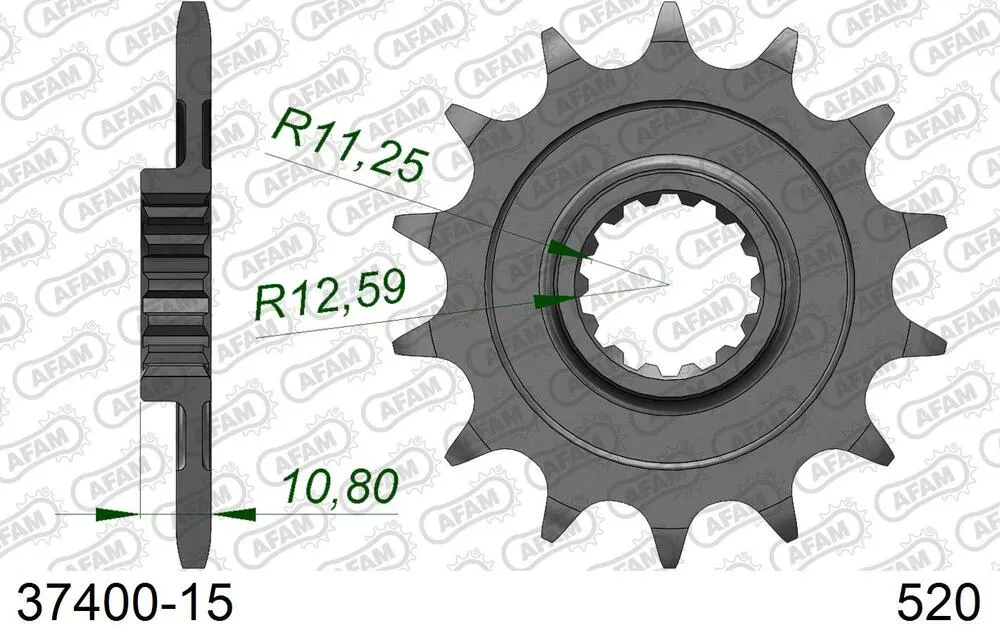 37400-15 AFAM Kettensatz Aluminium 520 XRR3-G 15x46 - Aprilia SXV 450 Supermoto 2006-13 - 03651636