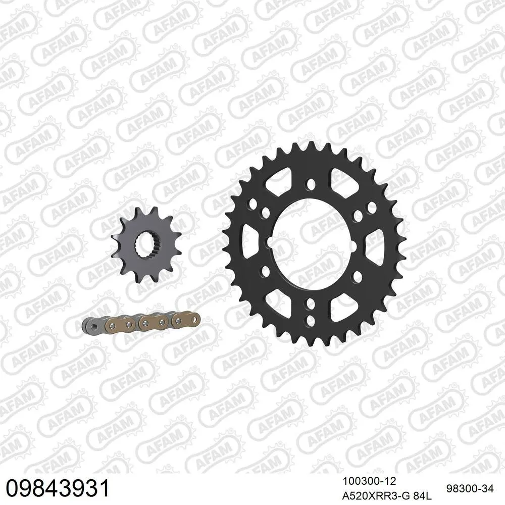 09843931 AFAM Kettensatz Stahl 520 XRR3-G 12x34 - Polaris 400 L Sport 1994-95 - 09843931