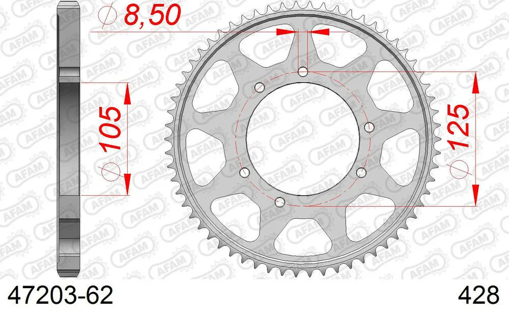 47203-62 AFAM Kettensatz Stahl 428 R1-G 13x62 - Aprilia SX 125 2018-22 - 03513638
