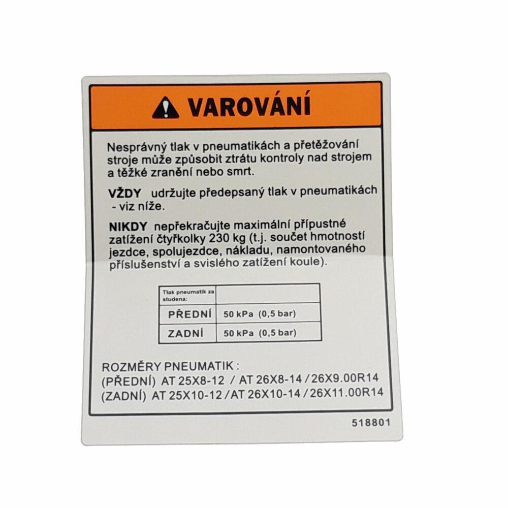 TGB LABEL, TIRE PRESSURE - 518801