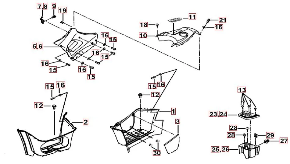 Fußstützen und Tankabdeckung Fußstützen und Tankabdeckung