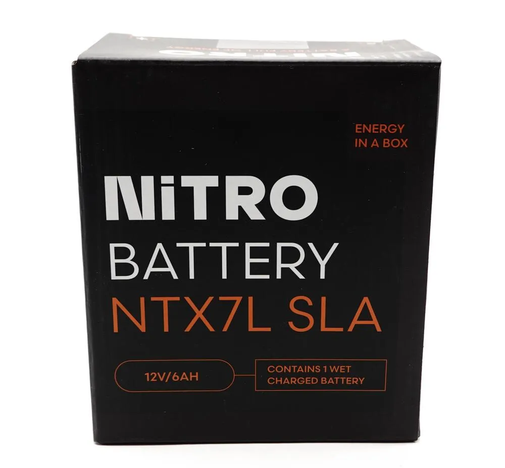 Nitro-NTX7L-YTX7L-BS-SLA-GEL-AGM-Batterie-12V-6AH-Einbaufertig-Verpackung Nitro NTX7L SLA GEL AGM Batterie 12V 6AH - Einbaufertig (YTX7L-BS FTX7L-BS)