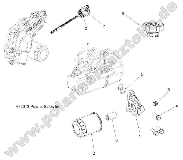 Engine, Oil Filter and Dipstick