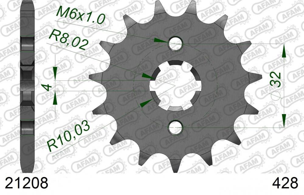 AFAM_Ritzel___Kettenrad_vorne___428___21208 AFAM Kettensatz Stahl 428 MX-G 14x61 - Fantic Caballero 125 Scrambler /Deluxe 2021-22