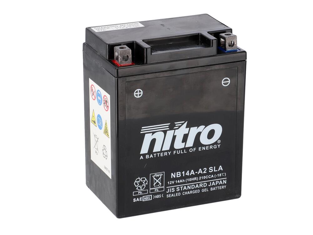 NB14A-A2-SLA Nitro NB14A-A2 SLA GEL AGM Batterie 12V 14AH - Einbaufertig (YB14A-A2 YTX14AH-BS)